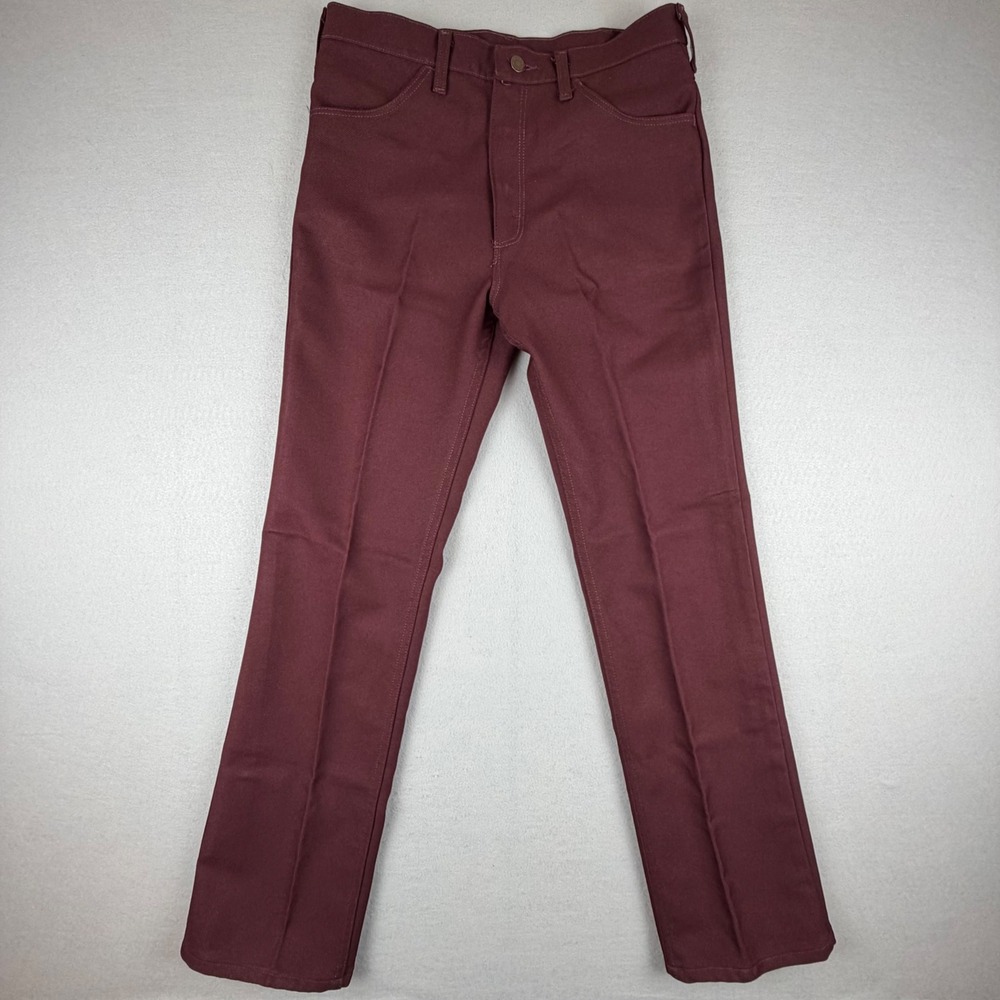 VTG Wrangler Wrancher Dress Jean 70s Men 33x33 Bootcut Talon 42 USA Maroon 00082